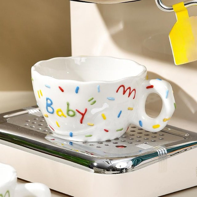 Kreative Keramik-Kaffeetasse in Weiß, vielseitiger Frühstücksbecher für Milch oder Haferflocken, 216 ml - Bild 1