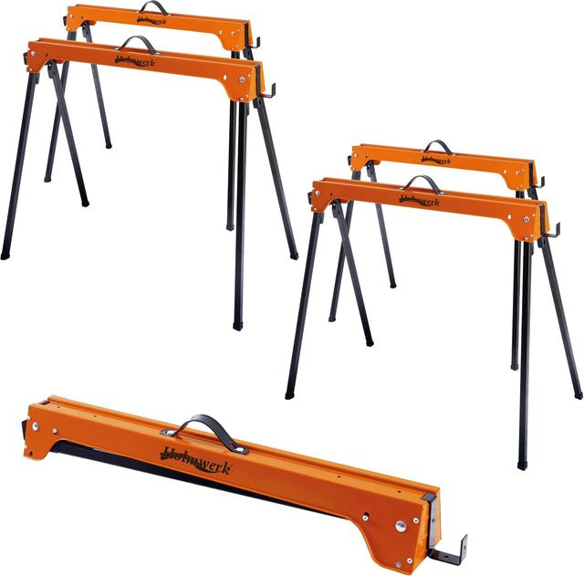 Holmwerk 4er Set Klappbare Arbeitsböcke aus Metall in Orange mit 1000 kg Traglast - Bild 1