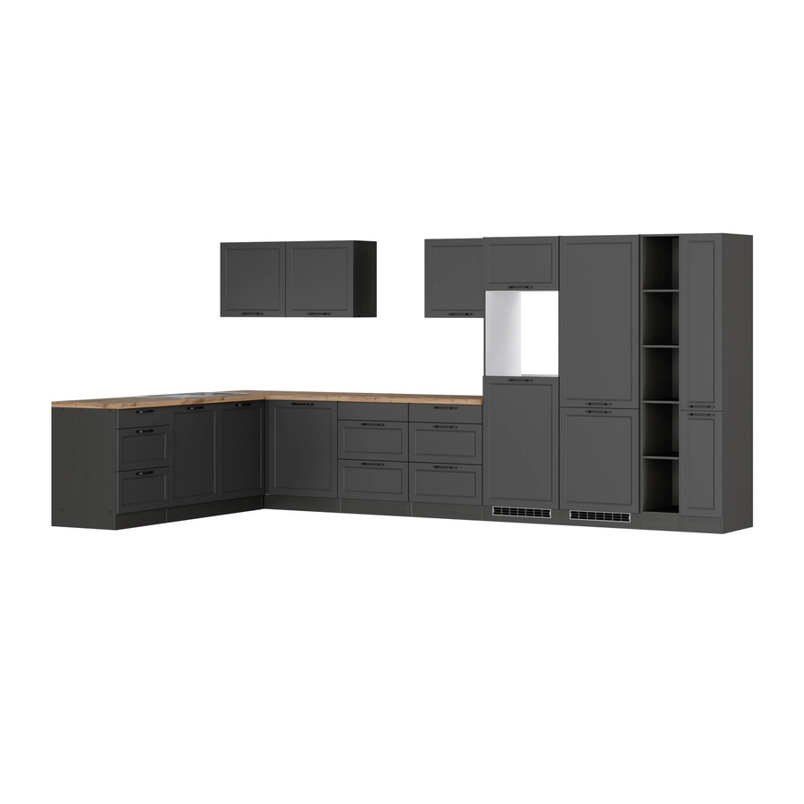 Held Winkelküche Kempten in Landhaus Optik, Grau/Graphit, Breite: 420 cm - Bild 2