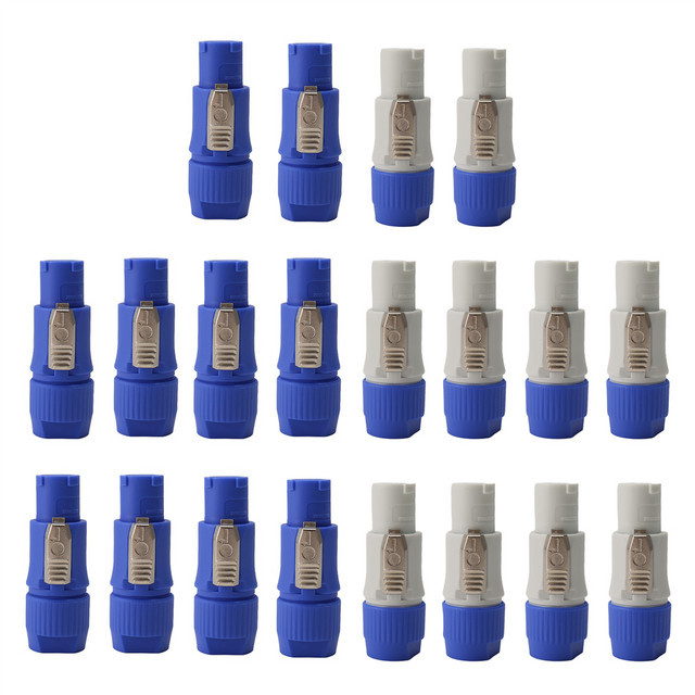 ABQR 20 Stück Speakon-Stecker NAC3FCA NAC3FCB, 3-polige Powercon-Stecker, 20 A, 250 V, AC-Netzstecker, Farben: Blau, Grau und Weiß - Bild 1