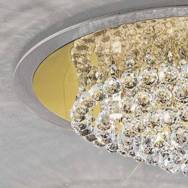 Orion Leuchten DL 962 Kristall-Deckenleuchte in Gold/Messing mit transparenten Kristallen - Bild 1