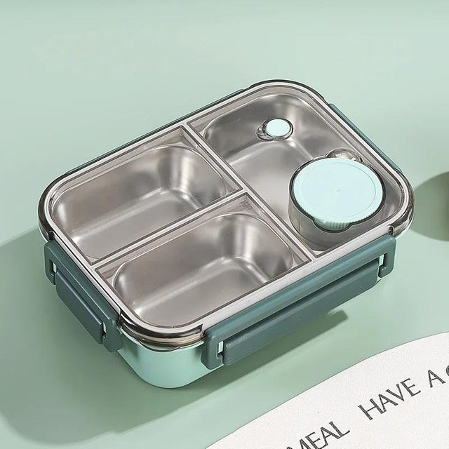 Auslaufsichere Bento-Box aus Edelstahl 304 von Yiran Furniture mit Besteck, ideal für Erwachsene und Kinder, grau - Bild 1