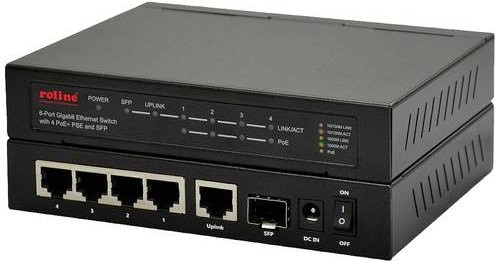 Roline 21.14.3524 Gigabit Ethernet Netzwerk-Switch mit PoE-Funktion, Schwarz - Bild 1