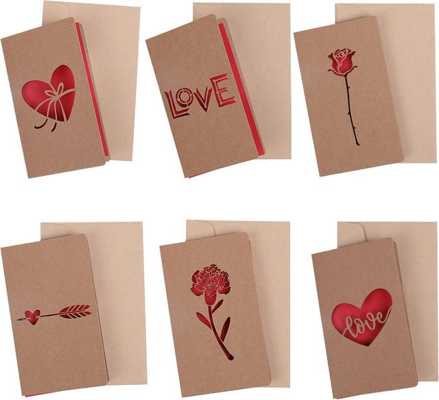 Grußkarte mit hohlem Herz und Blumen in Braun inklusive Umschlag für Valentinstag, Muttertag oder Hochzeit - Bild 1