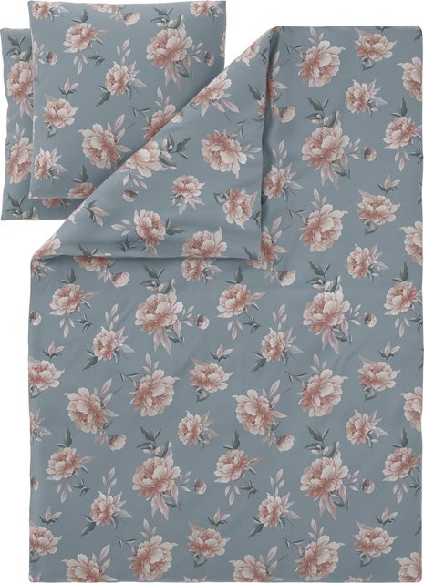 LIVARNO Renforcé-Bettwäsche Set mit Blumenmuster in Grün/Mehrfarbig, B/H: 200 x 220 cm und 2x 80 x 80 cm - Bild 1