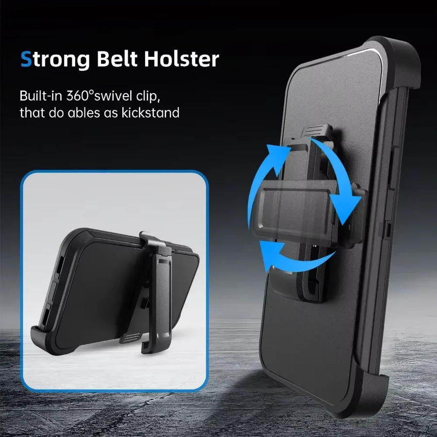 3in1 Heavy Duty Rugged Armor Schutzhülle für Apple iPhone 16 15 14 13 12 11 Pro Max Plus Mini in Schwarz und Rot - Bild 3
