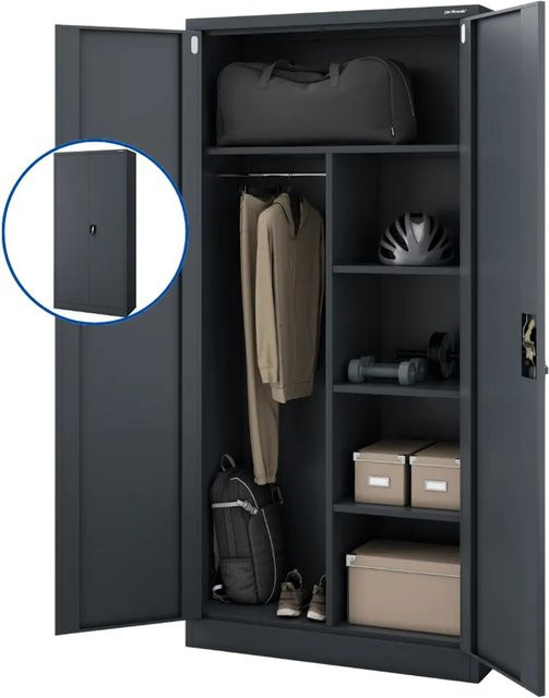 JAN NOWAK Mehrzweckschrank DAWID aus Metall mit Schloss, Anthrazit, B/T/H: 90 x 45 x 185 cm - Bild 1