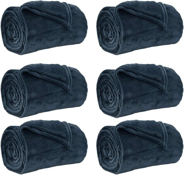6er-Set vidaXL Fleece-Wohndecken Marineblau, B: 130 cm x B: 150 cm - Bild 1