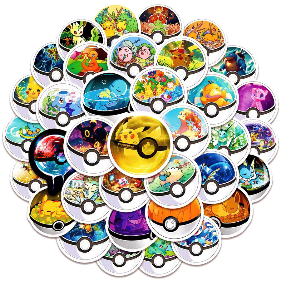 Bandai Pokémon Aufkleber, 50-teiliges Set, bunt - Bild 2