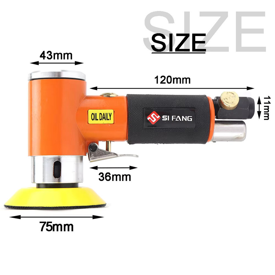 NuoDdunco Mini Random Orbit Luftschleifer Pneumatische Schleifmaschine in Orange mit 30 Schleifpapieren - Bild 2