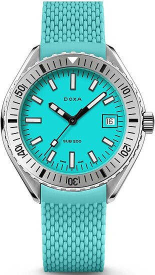 Doxa Armbanduhr Automatik, Edelstahl, 42 mm, Silber, Türkis, Unisex - Bild 1