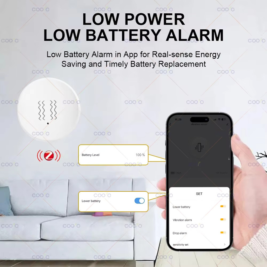 Tuya ZigBee Smart Vibration Sensor zur Echtzeit-Überwachung von Türen und Fenstern in Weiß - Bild 4