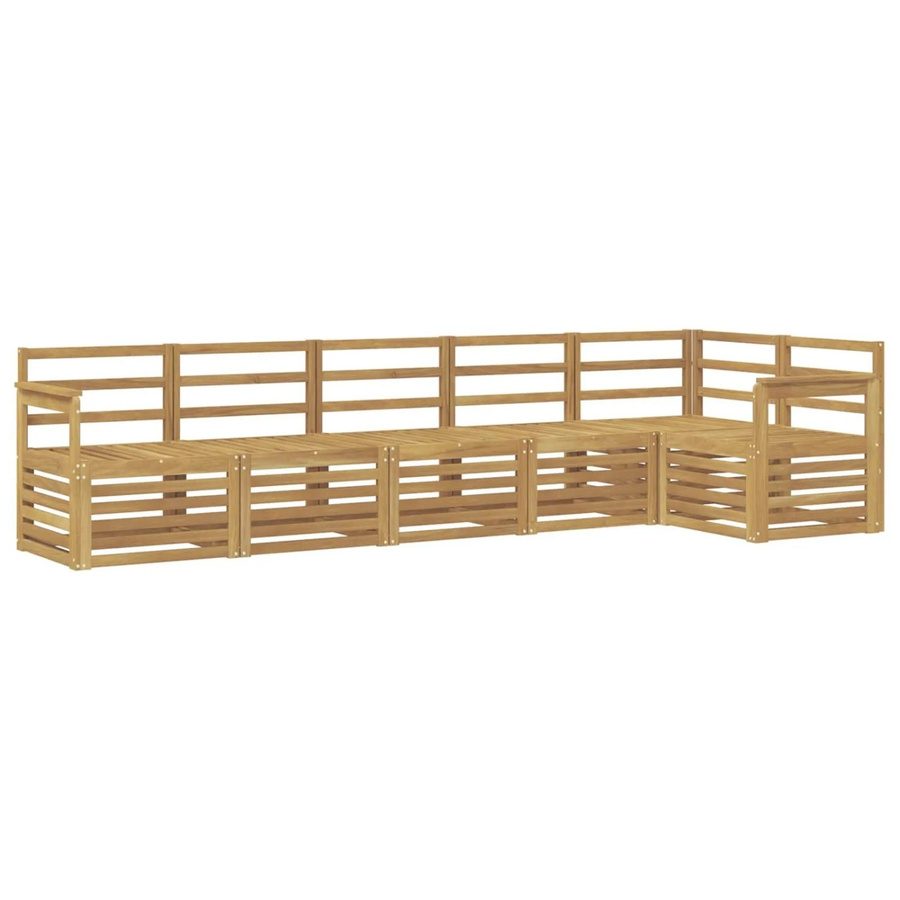 vidaXL Outdoor-Sofagarnitur 6-teilig in L-Form aus Akazienholz, Weiß, B/T/H: 306 x 128,5 x 73 cm - Bild 2