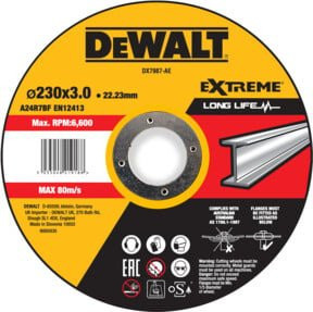 DeWalt Extreme Trennscheibe für Metall Gelb Durchmesser: 230 mm, Dicke: 3 mm, Bohrung: 22,23 mm, DX7987-AE - Bild 1