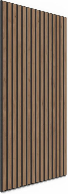 Denpanels Akustikpaneel Wandverkleidung aus Walnuss MDF und schwarzem Akustikfilz, Breite: 119,8 cm - Bild 1