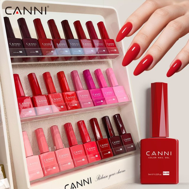 CANNI Nagel-Gel-Lack, Burgunder-Kirschrot, 9 ml, glänzend - Bild 1