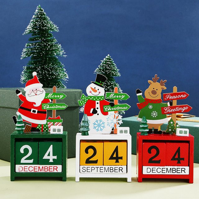 Weihnachts Adventskalender aus Holz als Schreibtisch-Dekoration und Ornament - Bild 1