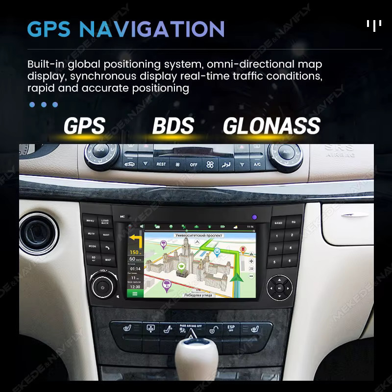 MEKEDE Autoradio mit Carplay und GPS für Mercedes Benz E-Klasse W211 und W219 in Schwarz - Bild 3