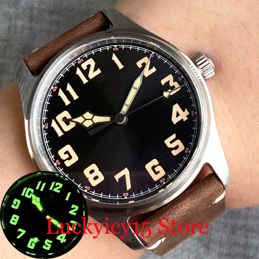 Tandorio Armbanduhr Automatik, Edelstahl, 39 mm, Lederarmband, Schwarz - Bild 3