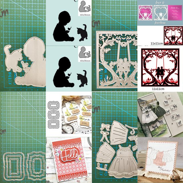 Metall Schneidestempel Schablone mit Katzen-Motiv für DIY Scrapbooking und Bastelarbeiten in Silber - Bild 1