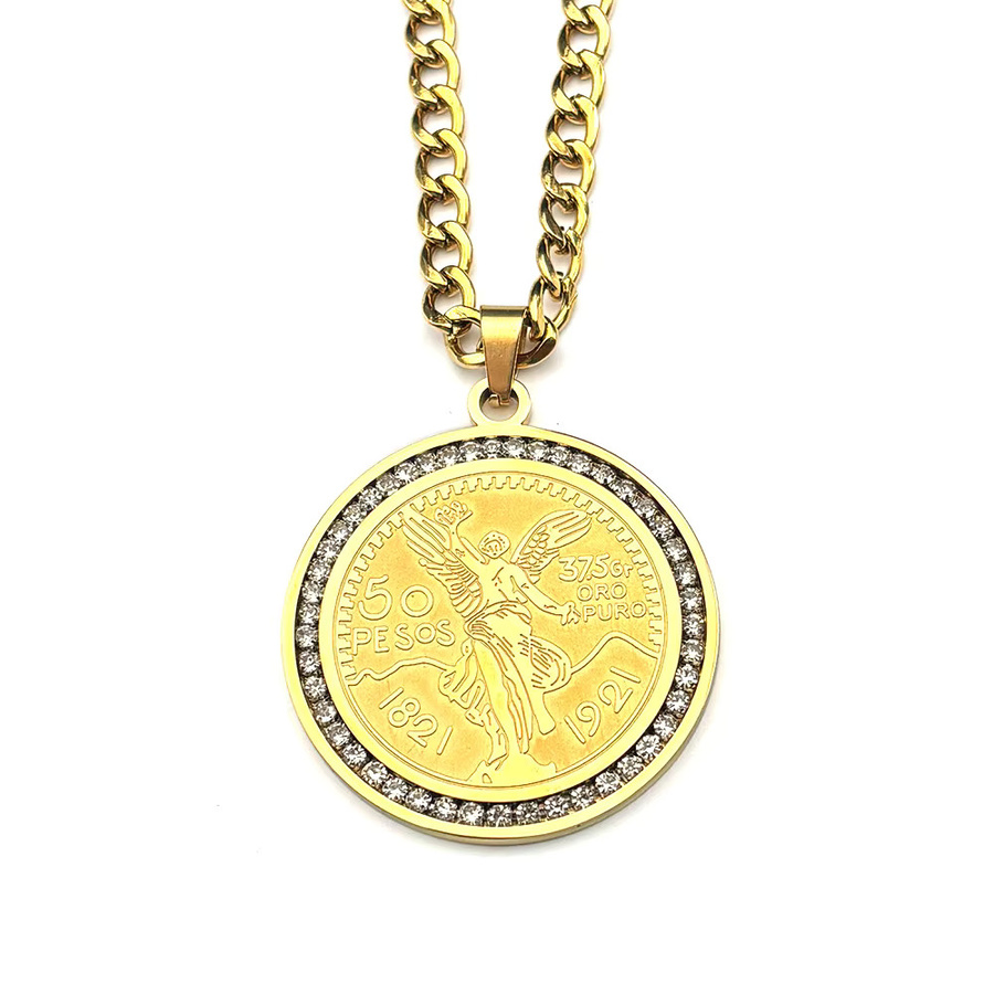 JYTF Halskette Kristallanhänger, Edelstahl, Gold, Unisex - Bild 3