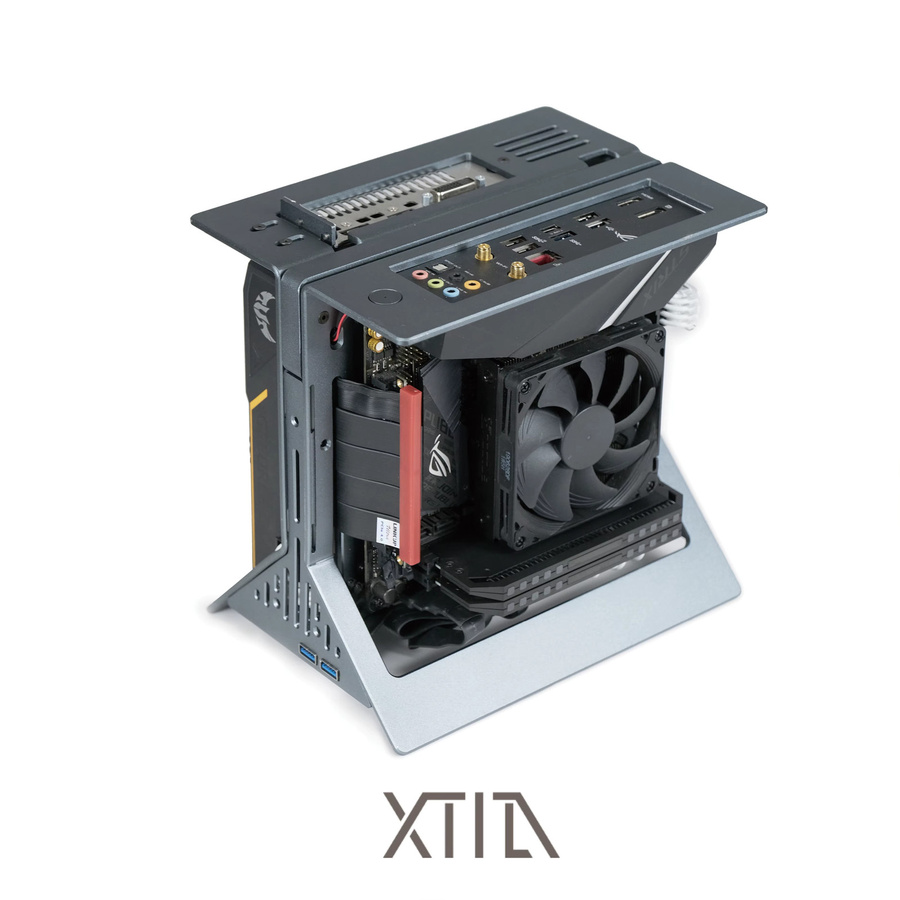 XTIA XPROTO-MINI Open Air Mini ITX Gehäuse in Weiß mit FLEX 1U Netzteil-Unterstützung und Platz für Dual-Slot-GPU - Bild 1