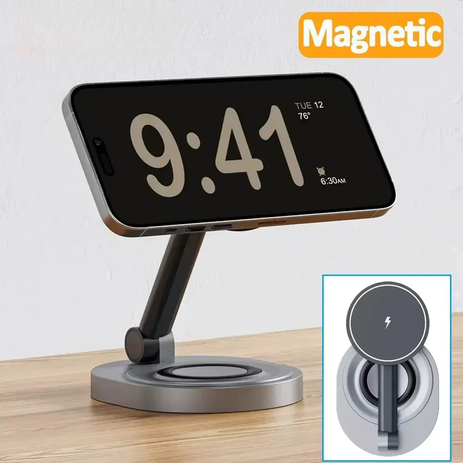VIKEFON 2-in-1 Magnetische Kabellose Ladestation für MagSafe iPhone und Apple Watch in Schwarz - Bild 4