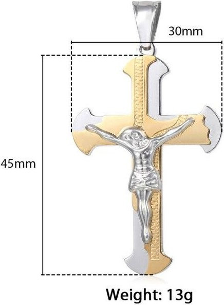Anhänger Jesus Kreuz, Edelstahl, Gold, Herren - Bild 1