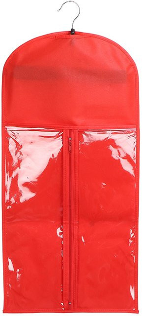Koogeelife Aufbewahrungstasche für Haarverlängerungen mit Reißverschluss, rot und transparent - Bild 1