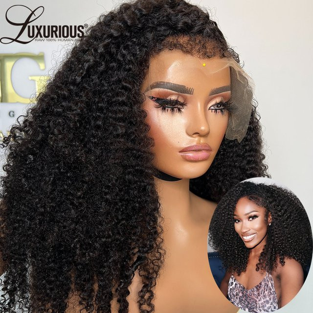Luxurious Brasilianische 4C Afro-Kinky-Curly Vollspitze-Perücke, 100 % Echthaar, 250 % - Bild 1