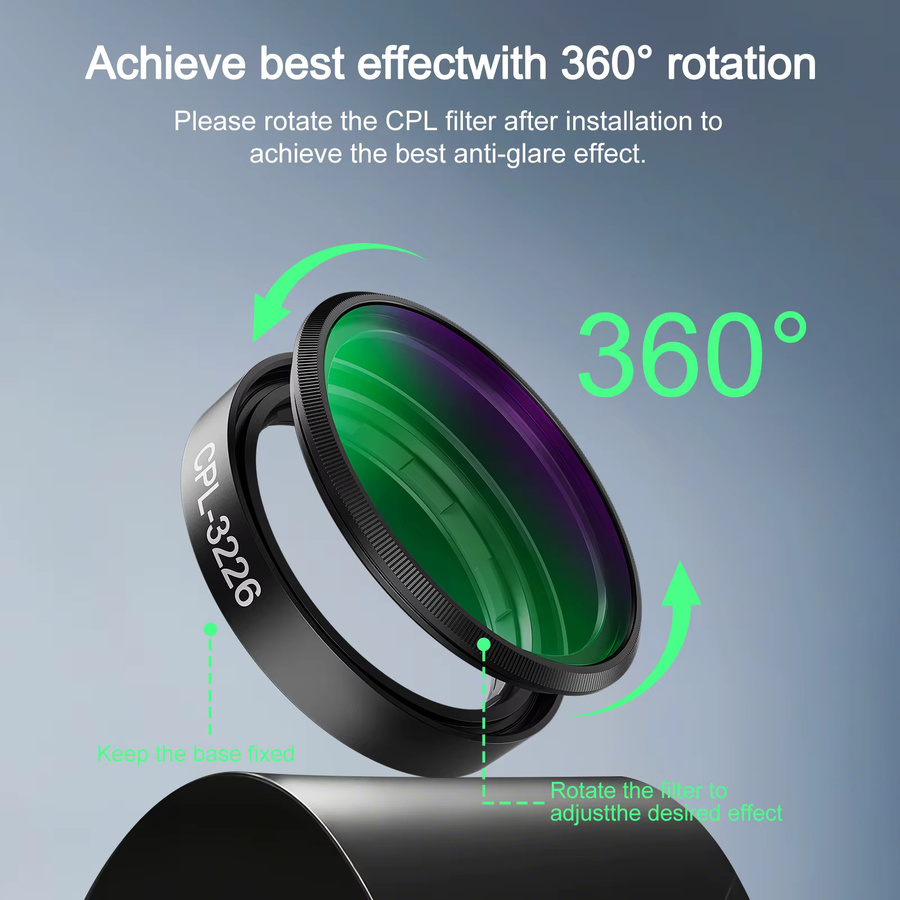 Mangoal CPL-3226 Zirkularer Polarisator Anti-Glare-Filter mit 360 Grad Drehung in Schwarz für Mangoal Dash Autokamera - Bild 3