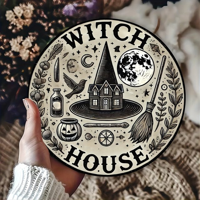 Potdemiel Vintage Witch's House Aluminiumschild Rund, Mehrfarbig, Durchmesser: 20,3 cm - Bild 1