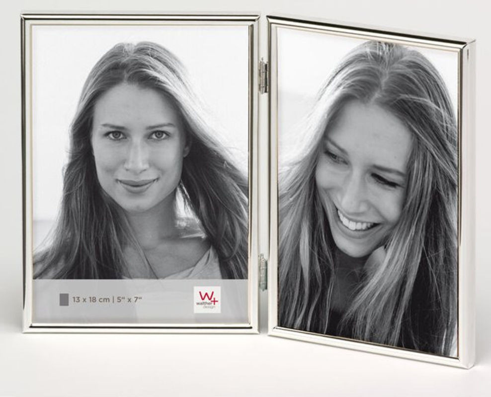 AC-DECO Chloe Portrait Wandbild und Tischaufstellung aus Metall in Silber, B: 13 cm, H: 18 cm - Bild 1
