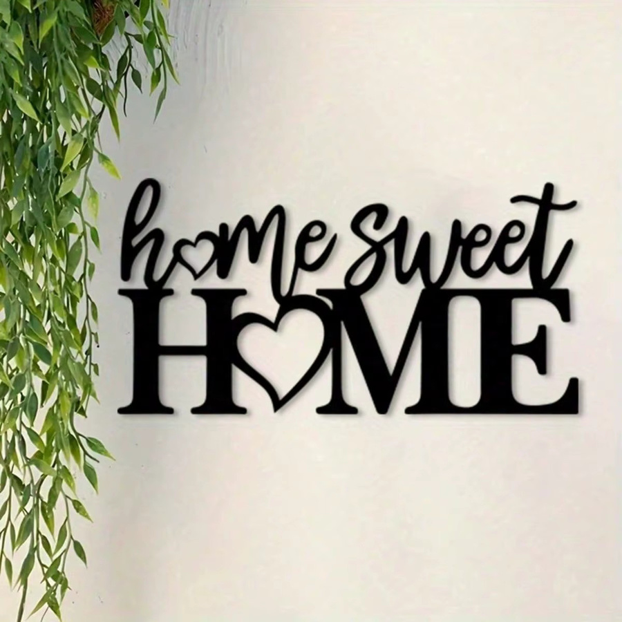 CIFBUY Home Sweet Home Wanddekoration aus rostfreiem Metall mit Herz-Design in Schwarz - Bild 2