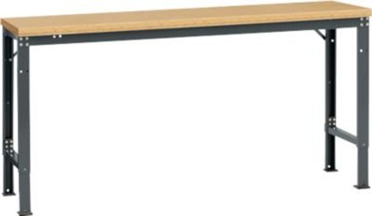 Manuflex Arbeits-Grundtisch UNIVERSAL Spezial mit Multiplexplatte, Anthrazit, B/T/H: 175 x 80 x 72,2-102,2 cm - Bild 2