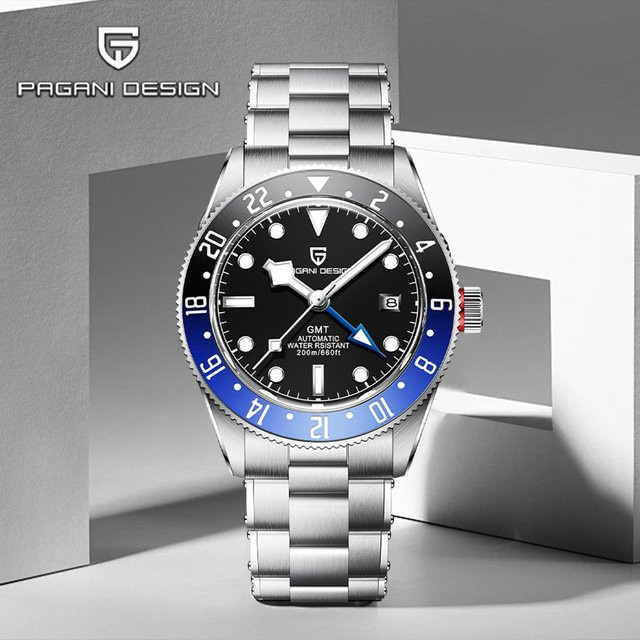 Pagani Design Armbanduhr GMT, Automatik, Edelstahl, Silber, Herren - Bild 1
