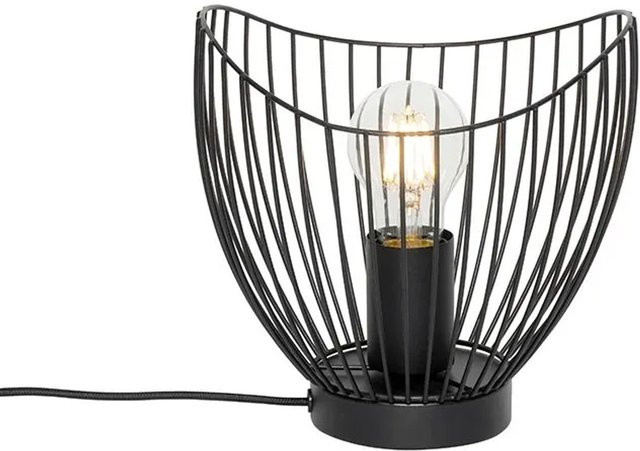 QAZQA Moderne Tischlampe Pua in Schwarz aus Metall mit welliger Form und E27 Fassung, Höhe: 40 cm, Breite: 20 cm, Tiefe: 20 cm - Bild 1