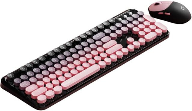 EWEADN Kabelloses Tastatur- und Mausset mit Membrantechnologie in Brombeerrosa - Bild 1