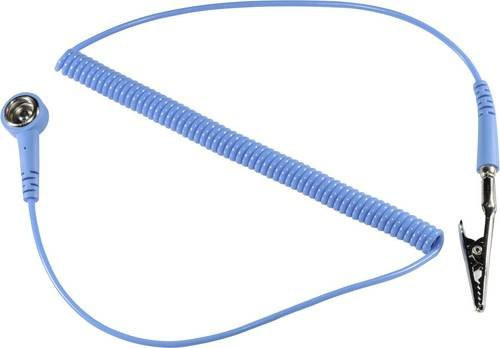 TRU COMPONENTS ESD-Erdungskabel SpKL-4-244-SK Blau, Länge: 2,44 m, Druckknopf 4 mm und Krokodilklemme - Bild 1