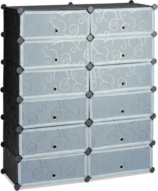Relaxdays Schuhschrank mit Glastüren in Schwarz, B/H/T: 94 x 108 x 37 cm - Bild 1