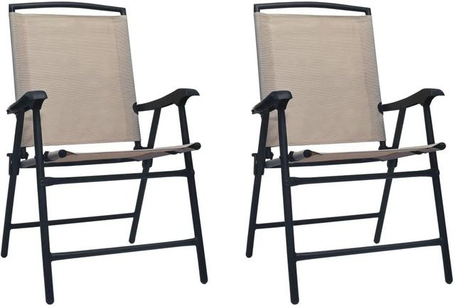 Furnicato Set aus 2 klappbaren Gartenstühlen aus Textilene und Stahl in Taupe - Bild 1