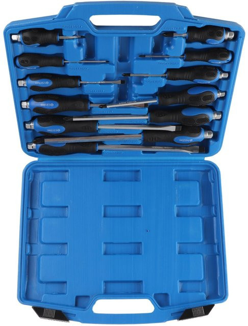 Koogeelife Schraubendreher Set 12-teilig mit Anti-Rutsch Griff und durchgehender Griffwelle in Weiß und Blau - Bild 1
