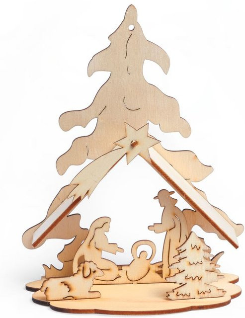 VBS Holzbausatz Krippe Bethlehem aus Sperrholz in Beige für Weihnachten - Bild 1