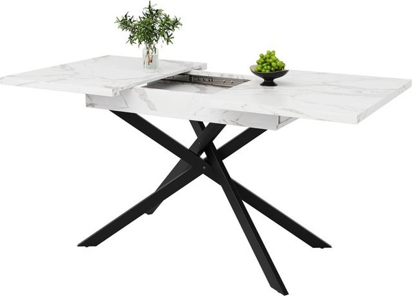 okwish Esstisch Teleskoptisch ausziehbar in Schwarz/Weiß B/T: 160 x 80 cm