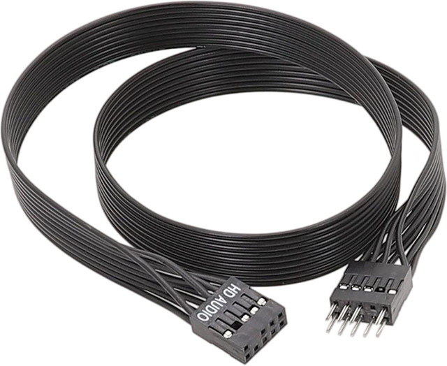 OULLX 9-Pin HD-Sound Verlängerungskabel Schwarz Adapter für PC-Mainboard Flachkabel - Bild 1