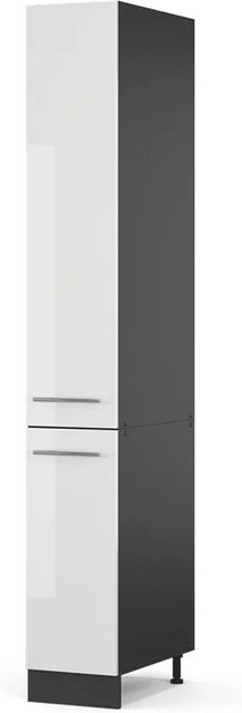 Vicco Apothekerhochschrank Fame-Line Küchenschrank Weiß Hochglanz Anthrazit B/T/H: 30 x 58 x 206,8 cm - Bild 1