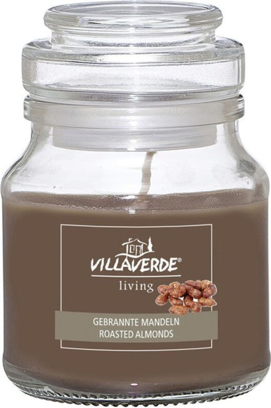 Villa Verde Duftkerze Gebrannte Mandeln im Glas mit Deckel, Farbe: Braun, H: 7,8 cm, Ø: 7 cm - Bild 1