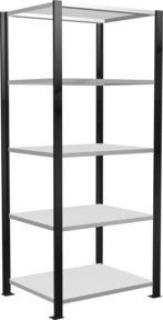 Schulte Grundregal Büro-Steckregal MULTIplus150 mit 5 Fachböden und Mittelanschlag, Farbe: Schwarz/RAL 7035 Lichtgrau, B/T/H: 180 x 60 x 75 cm - Bild 1