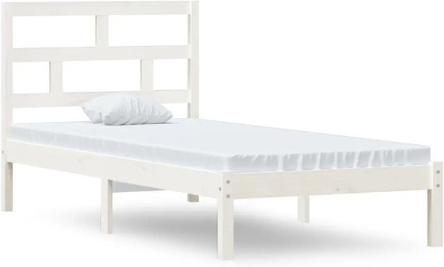vidaXL Massivholzbett aus Kiefer in Weiß, Modernes Einzelbett B/T/H: 90 x 190 x 100 cm - Bild 1