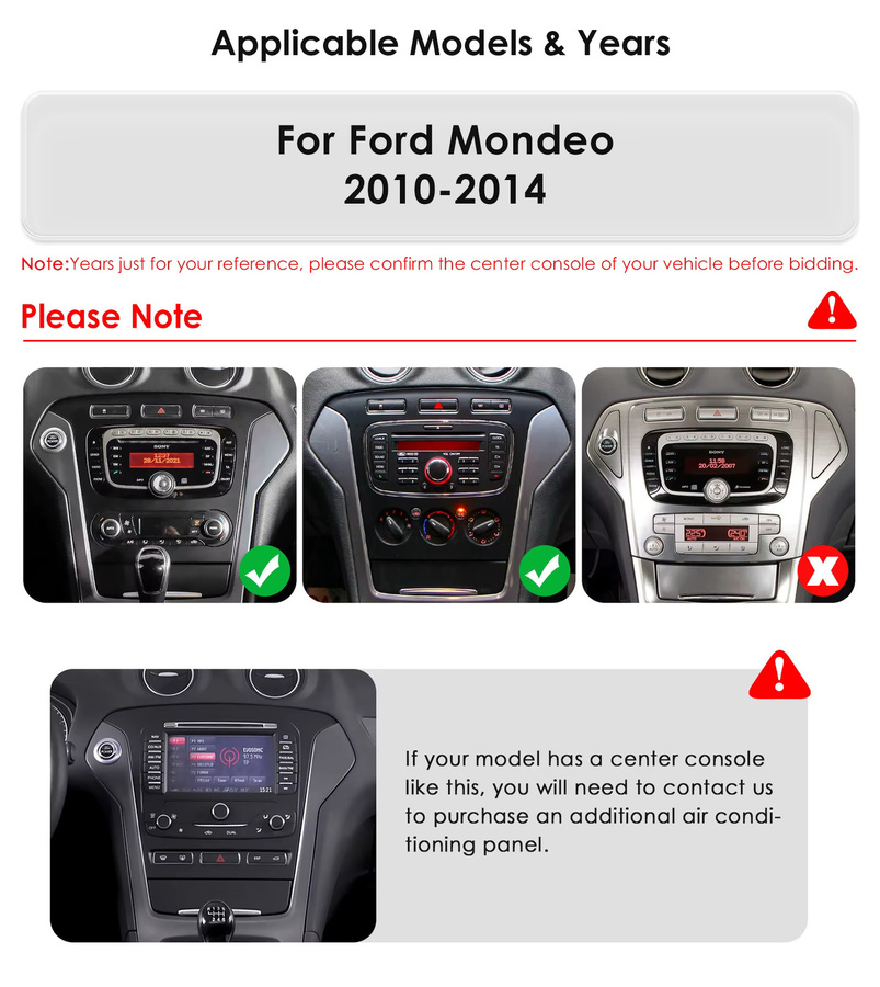 OSSURET Android 14 Auto-Multimedia-Videoplayer für Ford Mondeo 4 mk4 2010 - 2014 mit Carplay, Android Auto, 360 Kamera und Snapdragon 6115, Schwarz - Bild 2